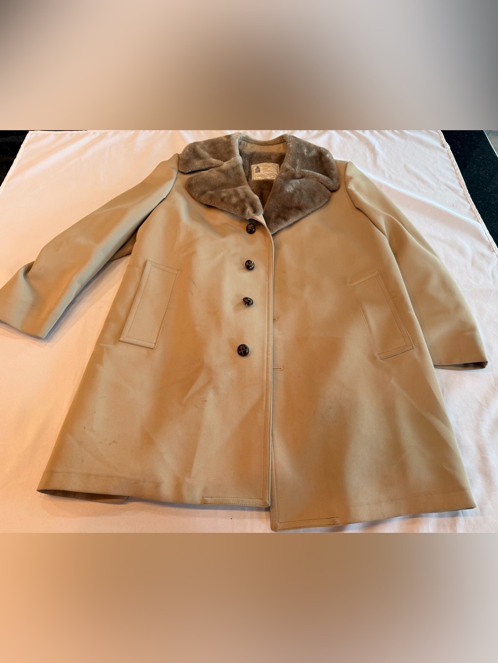 Vintage Men’s 1970s London Fog Faux Fur-Trim Collar & Lining Coat Sz 42 Reg